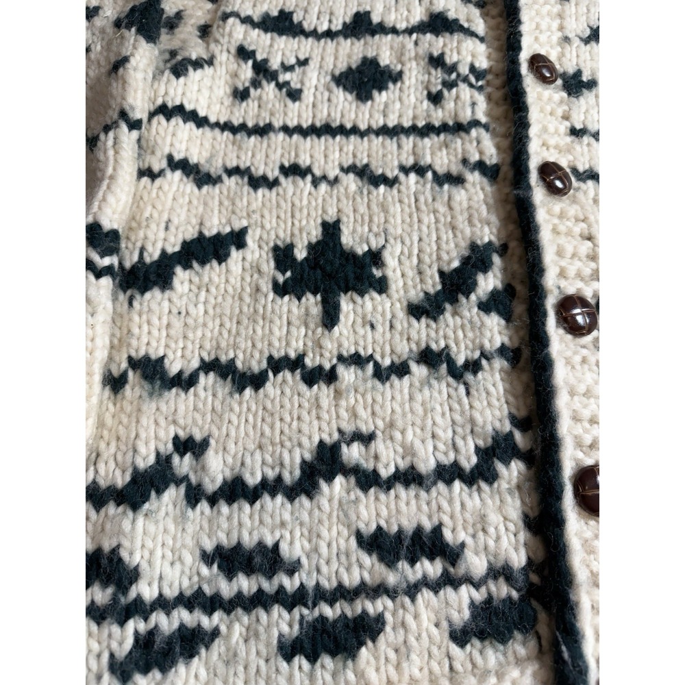Vintage Fab Hand Knit Wool Canada Cowichan Cardigan Women's M/L - Picture 7 of 13